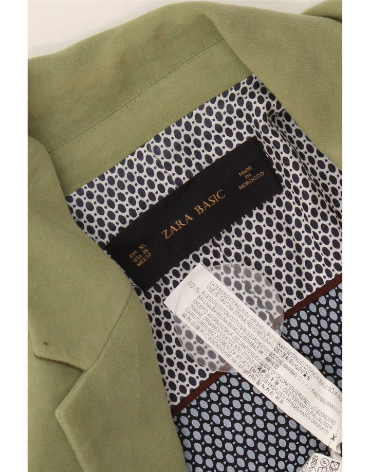 Zara Veste Blazer 1 Bouton Femme UK 18 XL Coton Vert