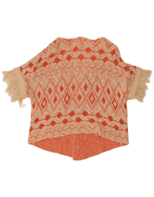 Zara Pull Cardigan Ouvert à Manches Courtes Fille 9-10 Ans Beige Géométrique