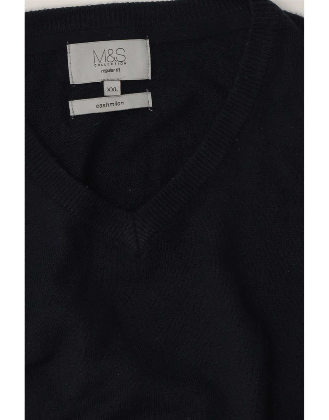 Marks & Spencer Pull coupe classique à col en V pour homme 2XL Bleu marine