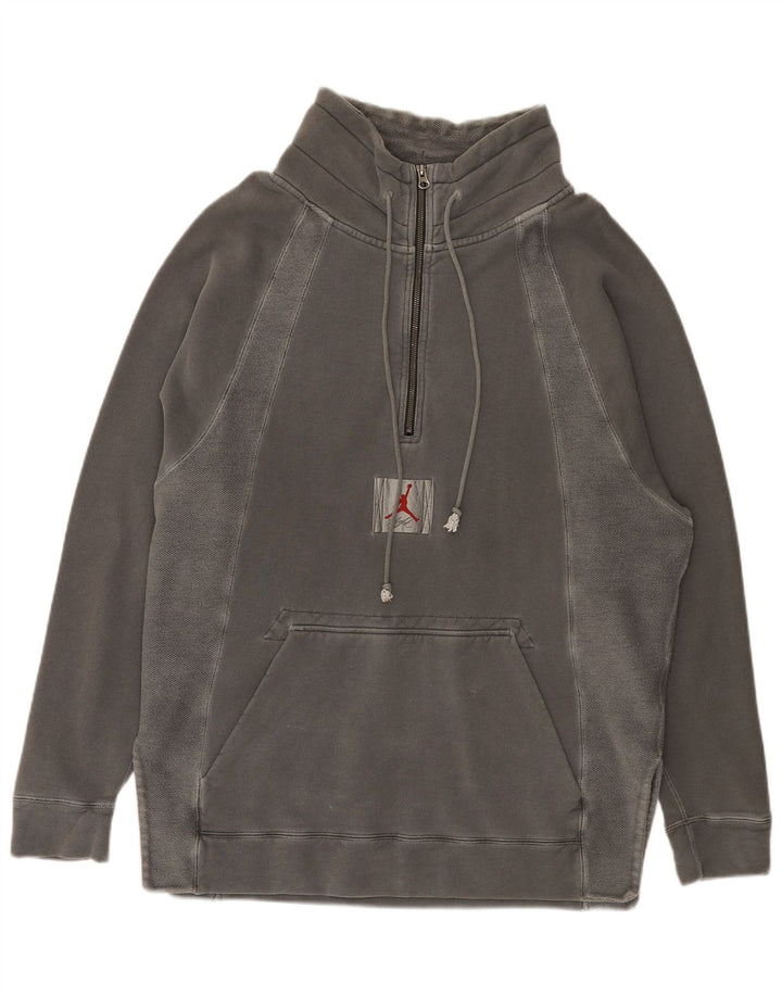 Jordan Sweat-shirt à col zippé pour homme en coton gris moyen