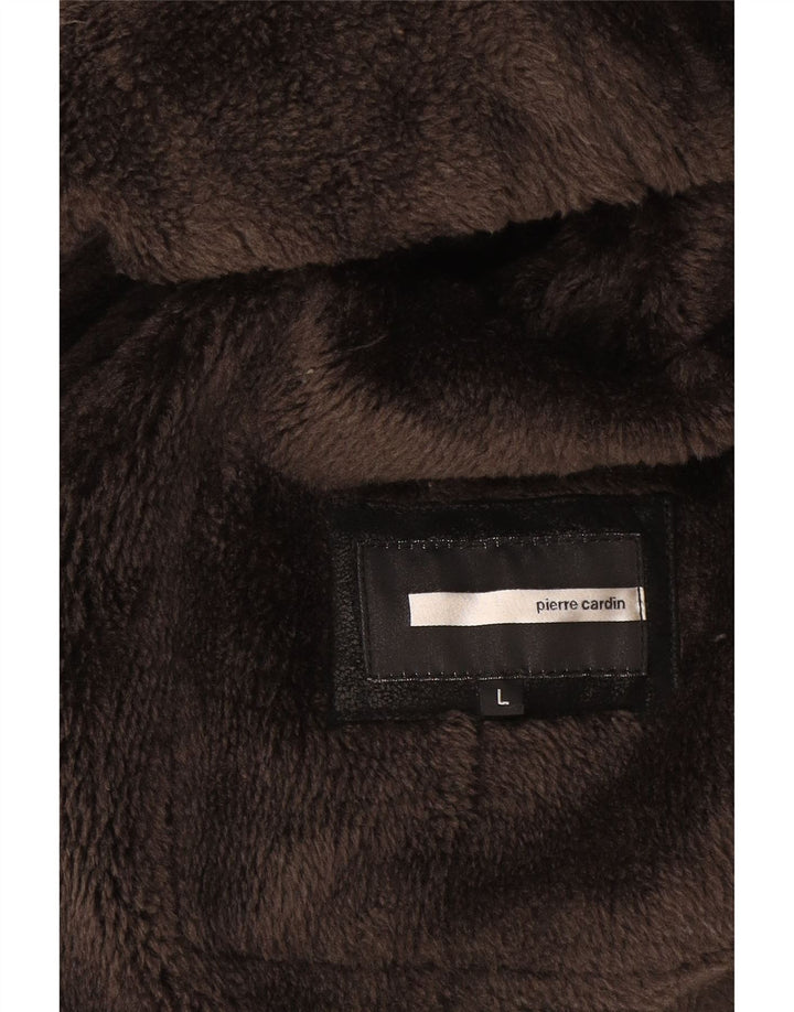 Pierre Cardin Veste blazer sherpa à 2 boutons pour homme UK 40 Large Noir