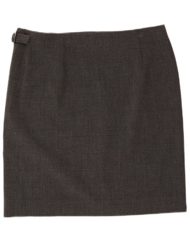 Armani Jeans Jupe portefeuille femme US 12 Large W34 Gris Check Polyester