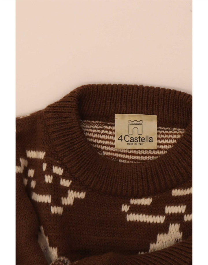 4 Castella Pull graphique à col rond pour homme IT 52 Grande laine marron