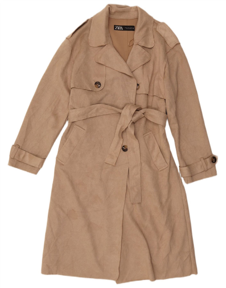 Zara Trench Femme UK 44 Polyester Beige Moyen