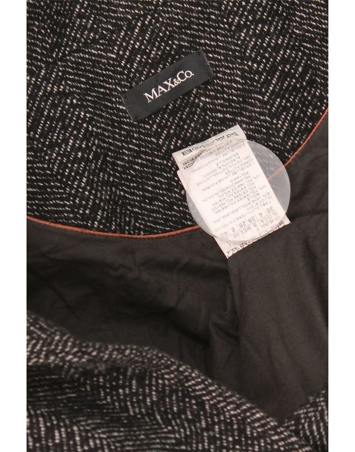 Max & Co. Caban Femme UK 8 Petite Laine à Chevrons Noir