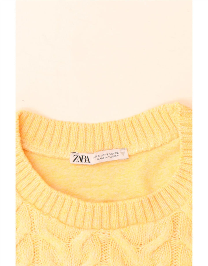 Zara Womens Crop Vest Débardeur UK 8 Petit Jaune