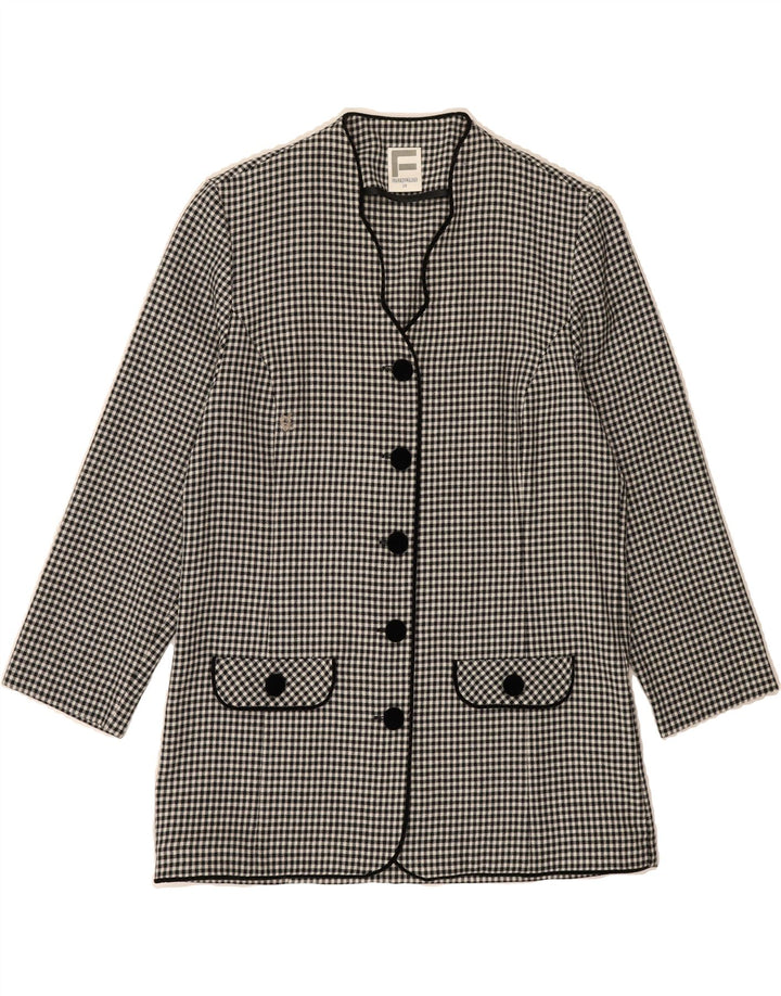 FRANKENWALDER Womens 5 Button Blazer Jacket EU 38 Medium Black Houndstooth Vintage Frankenwalder and Second-Hand Frankenwalder from Messina Hembry 