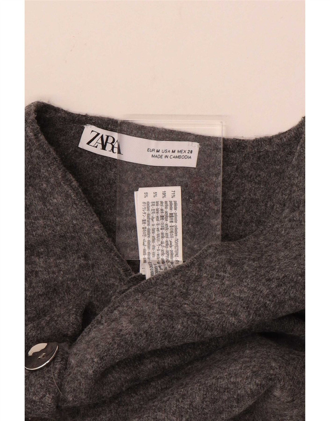 Zara Gilet en tricot pour femme UK 12 Polyester gris moyen