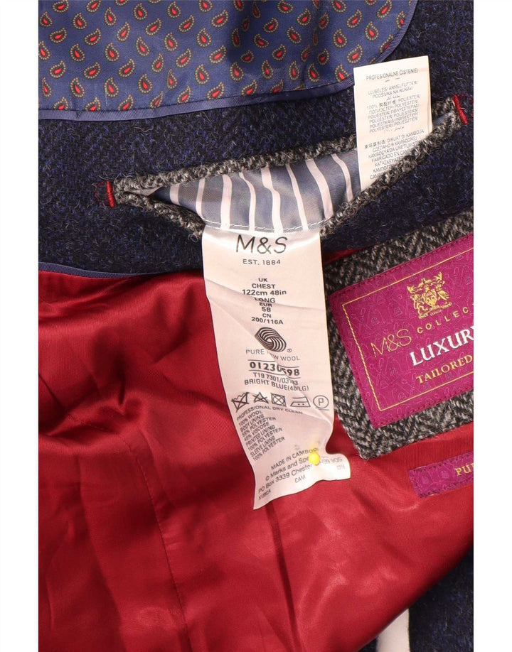 Marks & Spencer Veste Blazer 2 Boutons Homme UK 48 2XL Bleu Marine Laine
