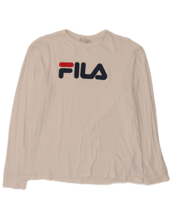 Fila Haut graphique à manches longues pour hommes, grand coton blanc