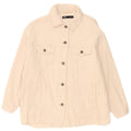 Zara Veste surdimensionnée en velours côtelé pour femme UK 16 Grand coton beige