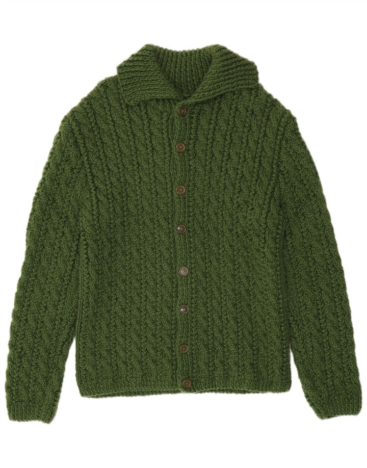 vintage Mens Cardigan Pull Petit Vert