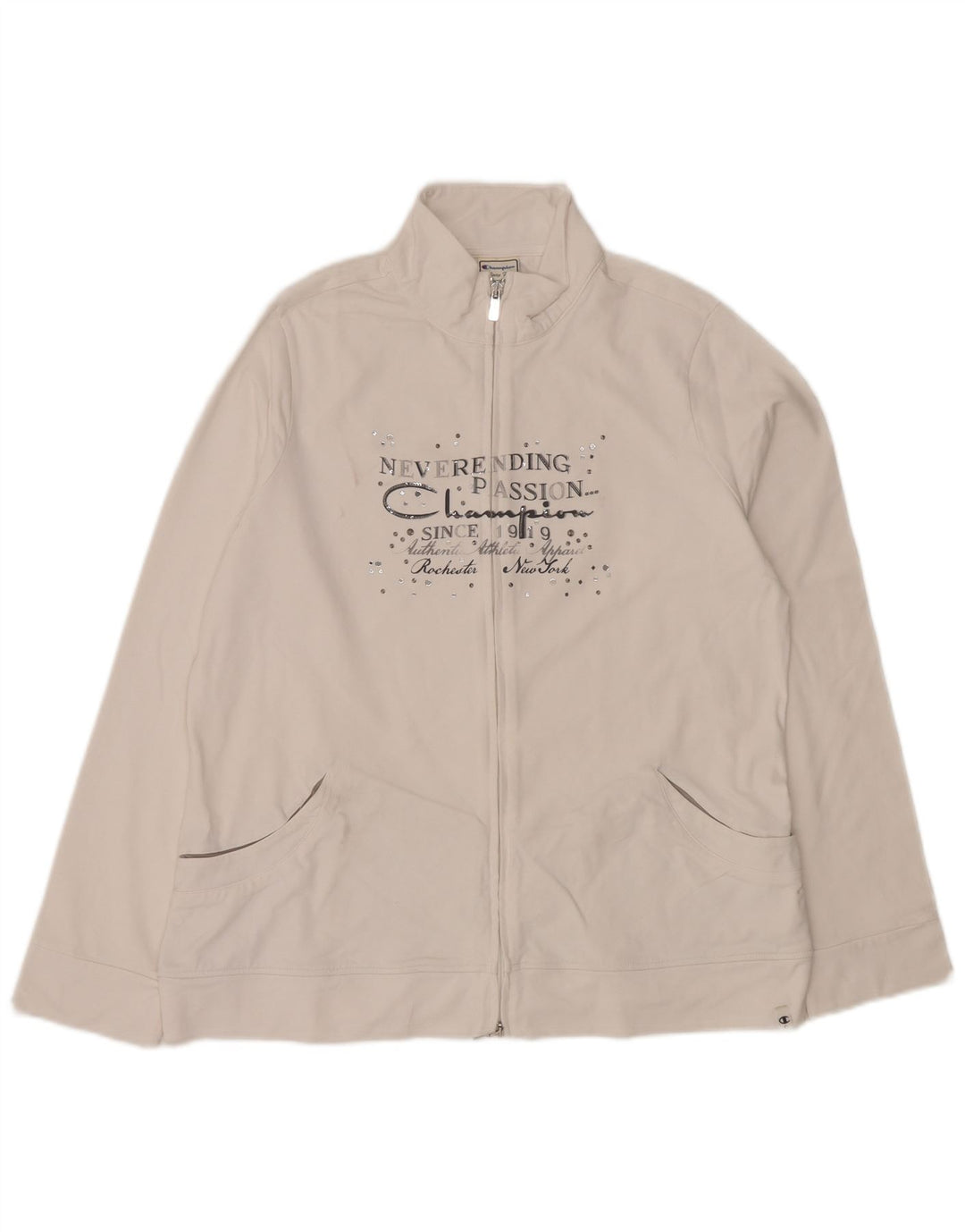 CHAMPION Veste de survêtement graphique Easy Fit pour femme UK 16 Large Blanc