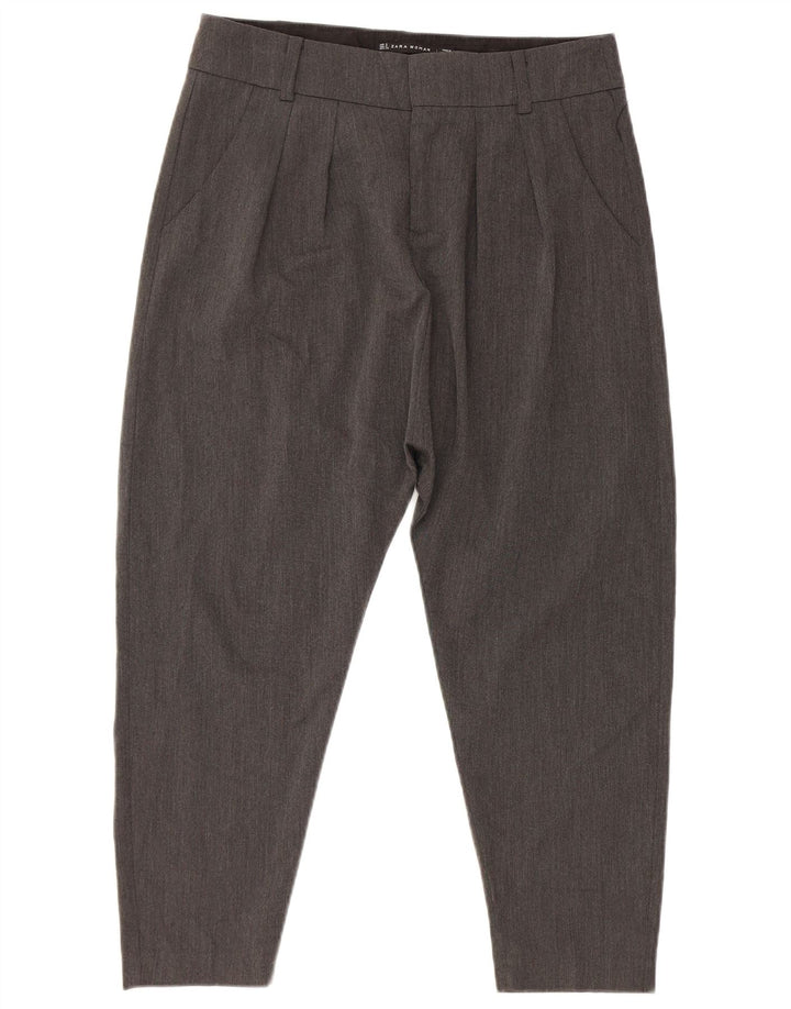 Zara Femme Pantalon Capri Sarouel Petit W26 L20 Gris Viscose