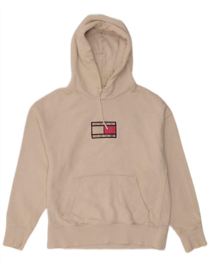 Tommy Hilfiger Pull à capuche graphique pour homme Petit coton blanc cassé