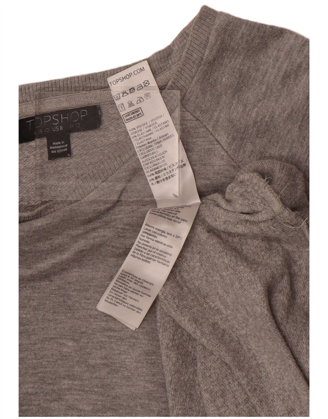 Topshop Sweat-shirt surdimensionné pour femme UK 42 Gris moyen Viscose