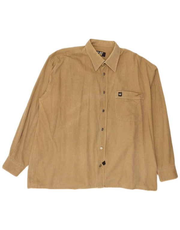 Chemise homme CAT 2XL Beige à fines rayures