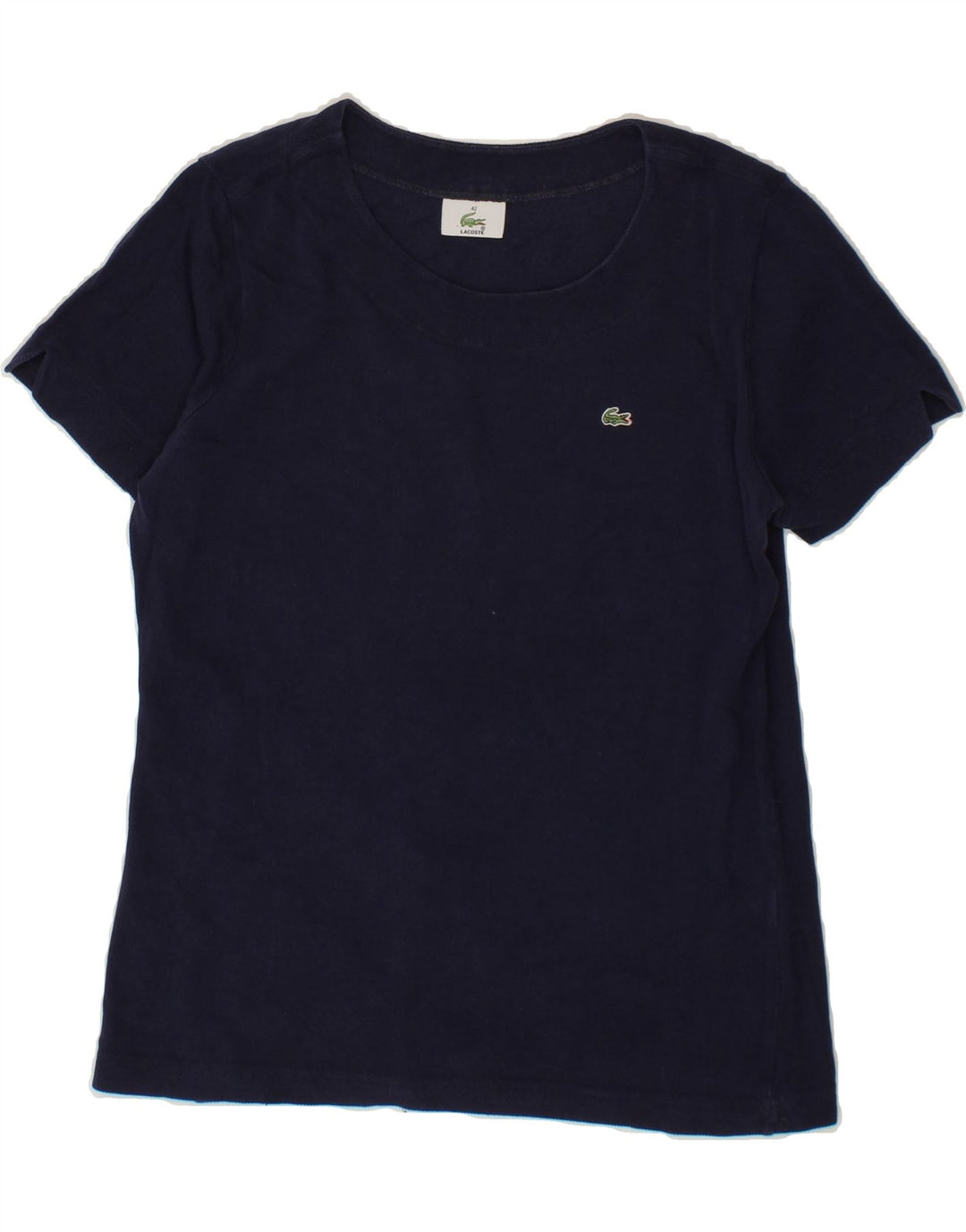 LACOSTE Womens T-Shirt Top Size 42 Large Navy Blue Cotton Vintage Lacoste and Second-Hand Lacoste from Messina Hembry 