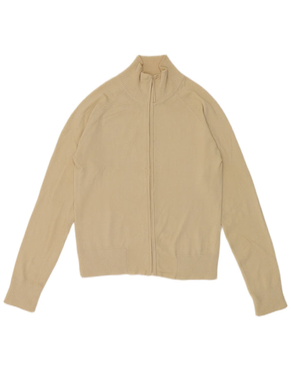 Zara Womens Crop Cardigan Sweater UK 12 Coton Beige Moyen