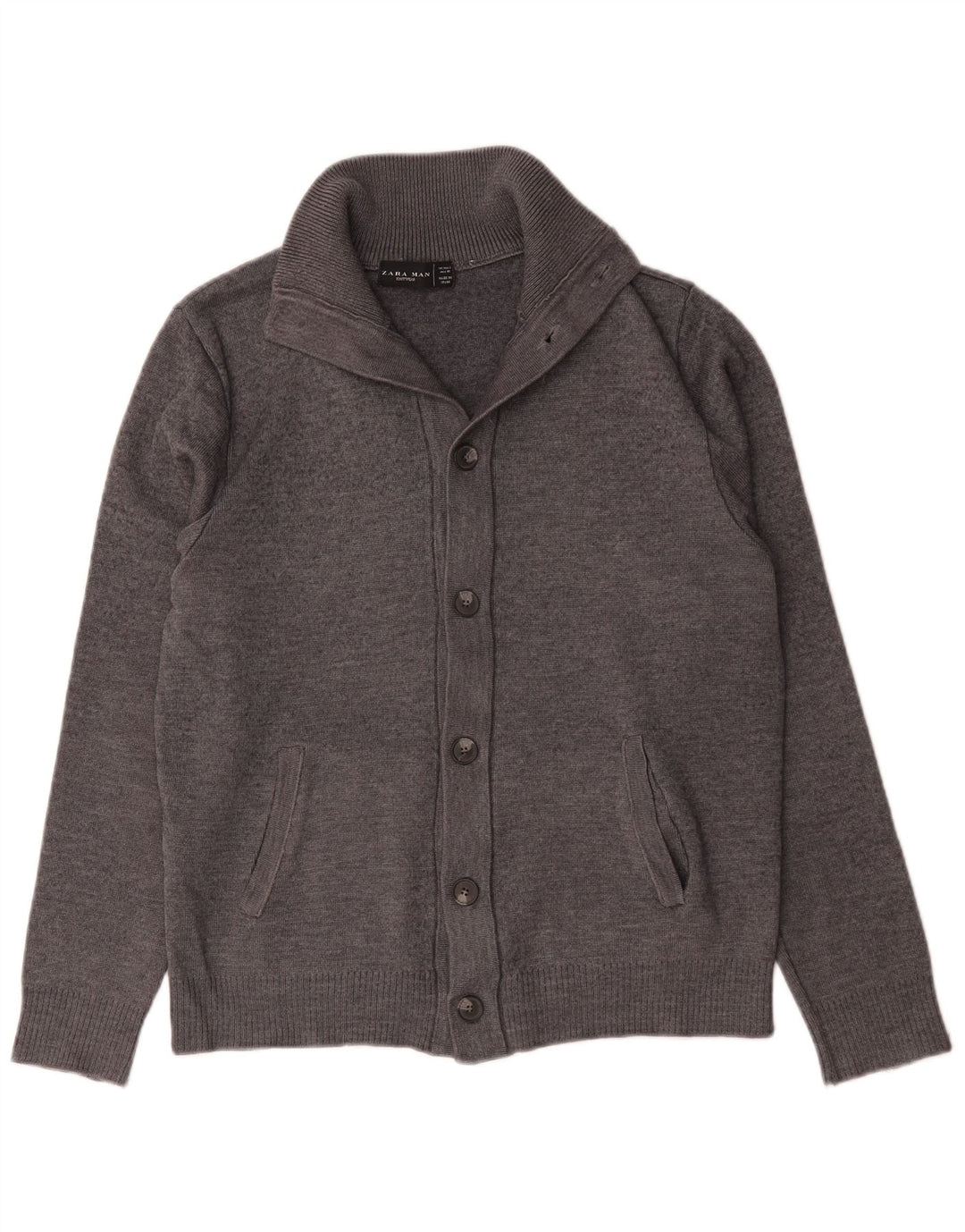 Zara Homme Cardigan Pull Large Gris Laine