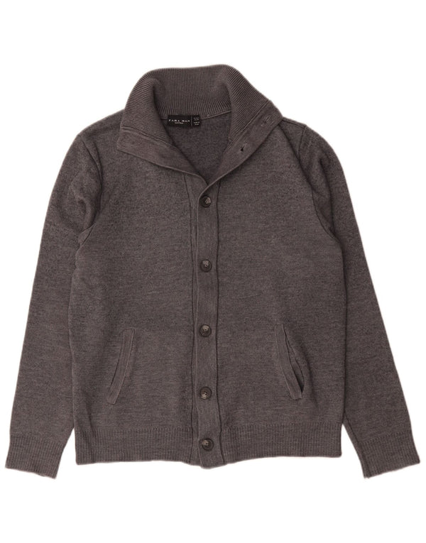 Zara Homme Cardigan Pull Large Gris Laine