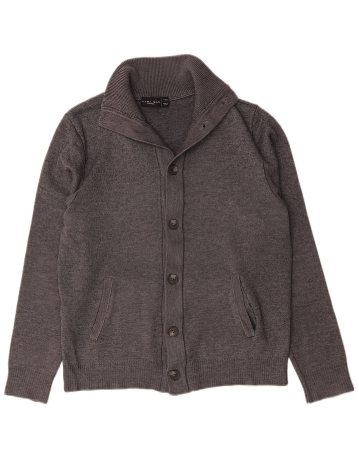 Zara Homme Cardigan Pull Large Gris Laine