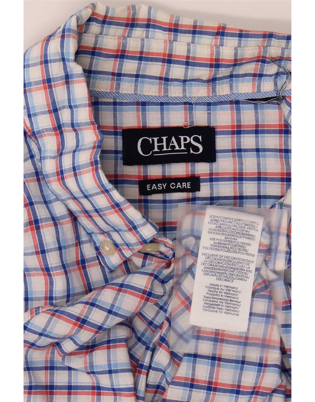Chaps Chemise à manches courtes pour homme en coton à carreaux bleus