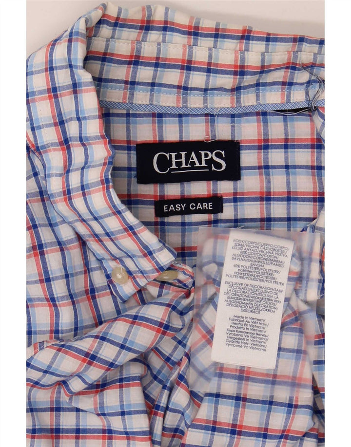 Chaps Chemise à manches courtes pour homme en coton à carreaux bleus