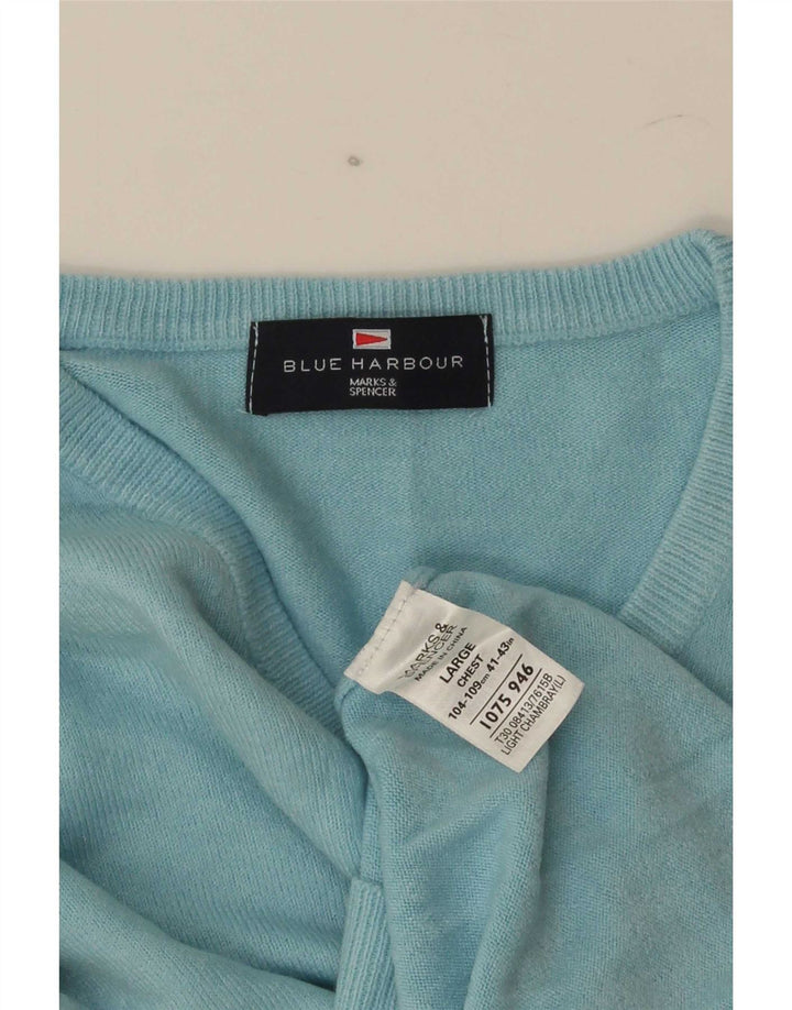 Marks & Spencer Pull à col en V Blue Harbour pour hommes, grand acrylique