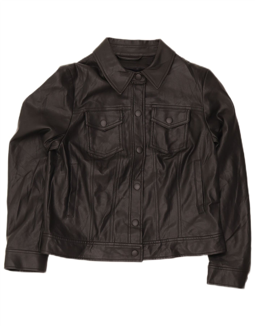 Marks & Spencer Veste bomber en similicuir pour femme UK 12 Noir moyen