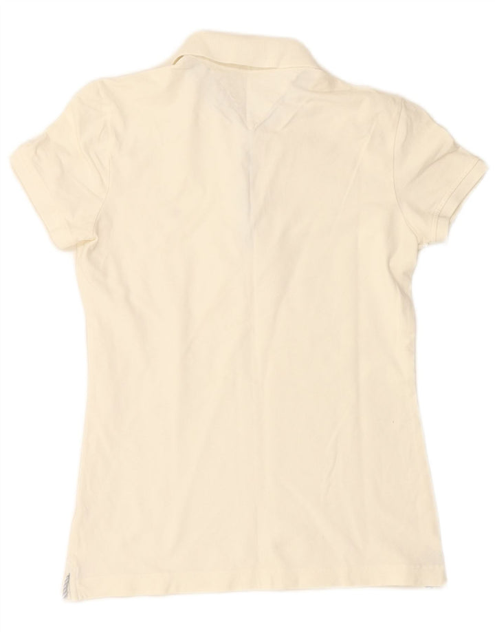 TOMMY HILFIGER Polo Femme UK 14 Medium Blanc