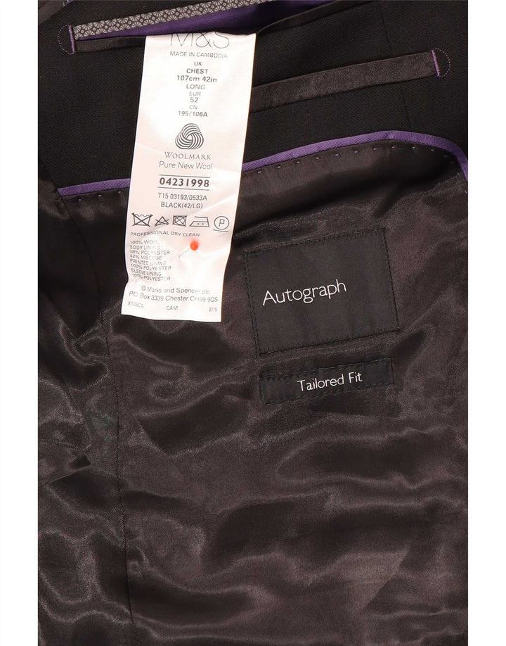 Marks & Spencer Veste blazer à 2 boutons pour homme Coupe ajustée UK 42 Large Noir