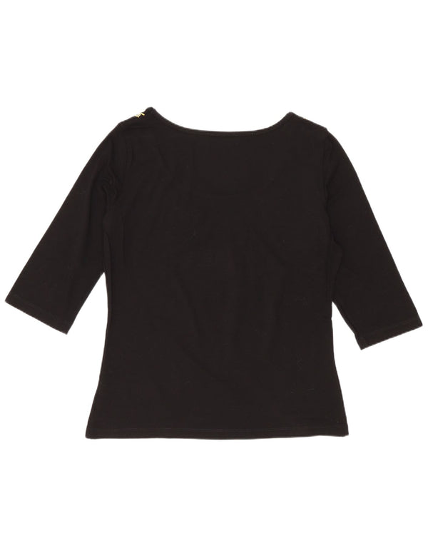 Luisa Spagnoli Haut graphique pour femme à manches 3/4 UK 12 Medium Noir Viscose