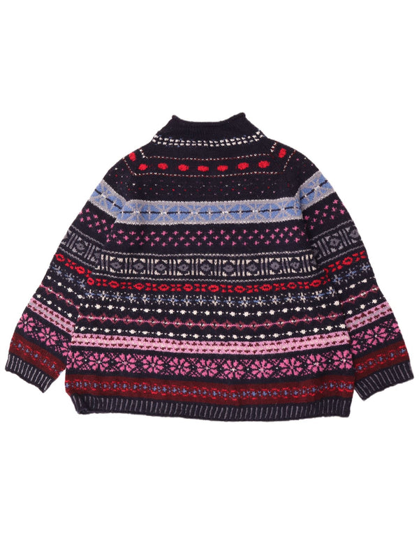 vintage Womens Turtle Neck Jumper Sweater UK 18 XL Multicolore Rétro