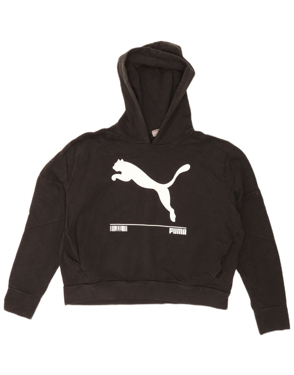 Puma Pull à capuche Crop Graphic pour femme UK 14 Medium Noir Sports