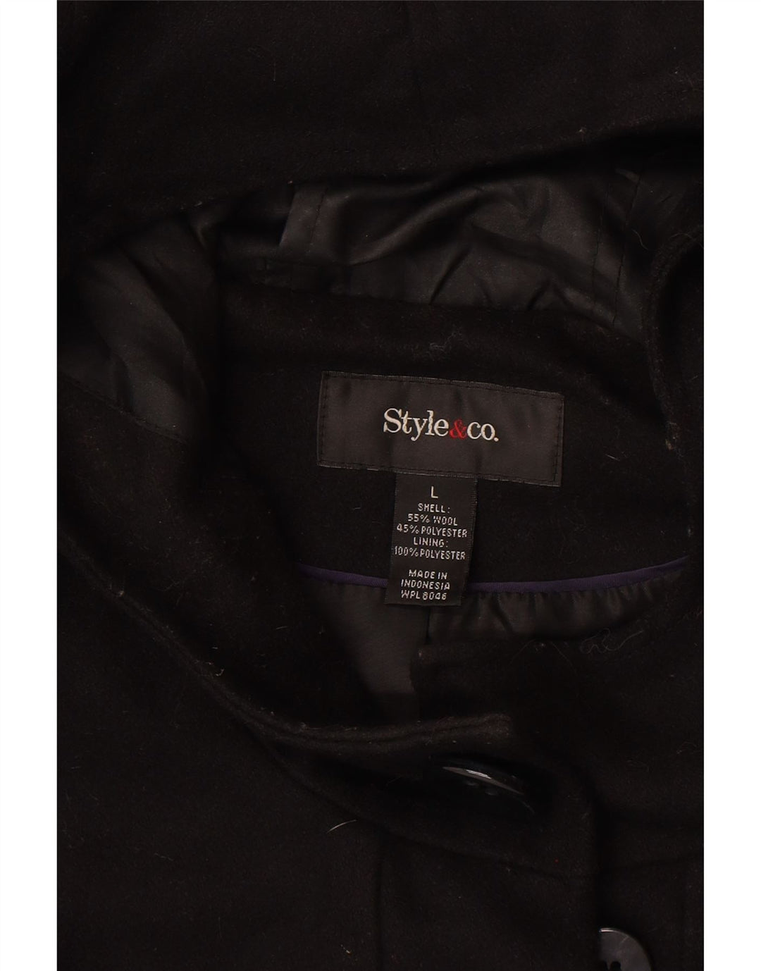 Style&Co Duffle Coat à capuche pour femme UK 46 Large Laine noire