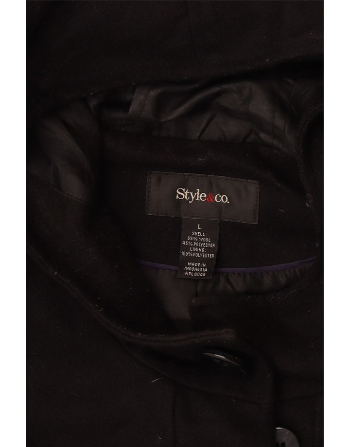 Style&Co Duffle Coat à capuche pour femme UK 46 Large Laine noire