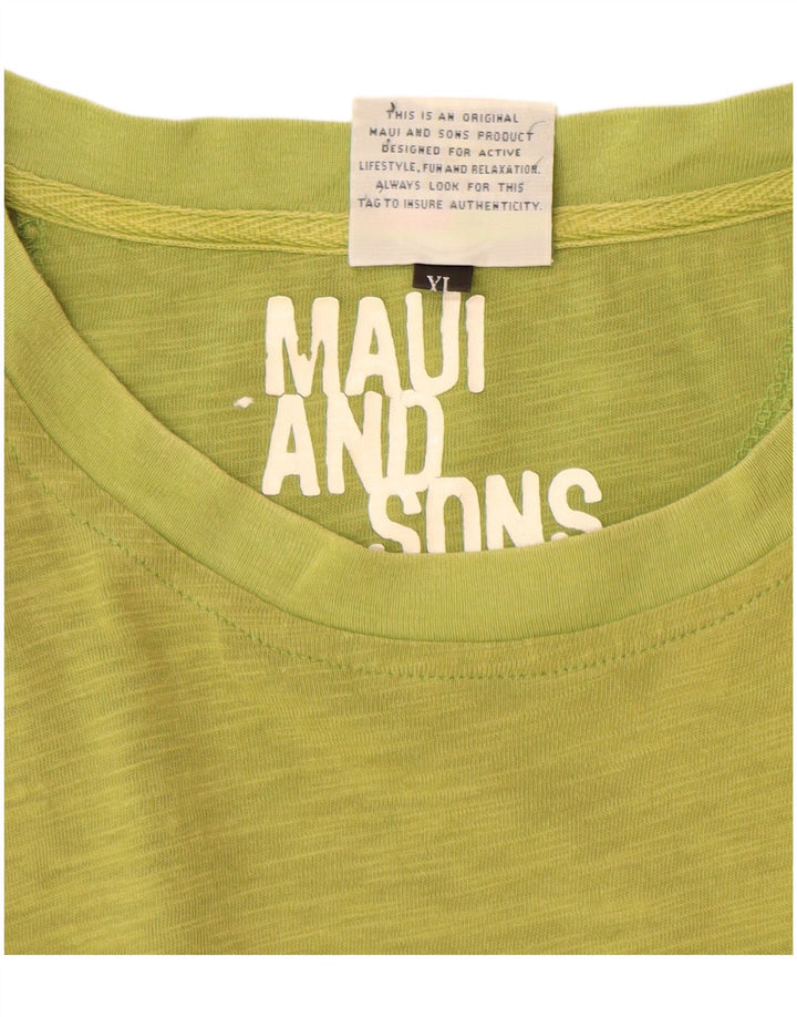 MAUI AND SONS T-Shirt Femme Top UK 18 XL Vert Moucheté Coton