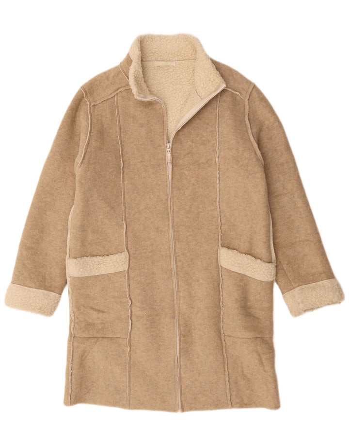 Marks & Spencer Manteau Sherpa surdimensionné pour femme UK 10 Petit beige moucheté