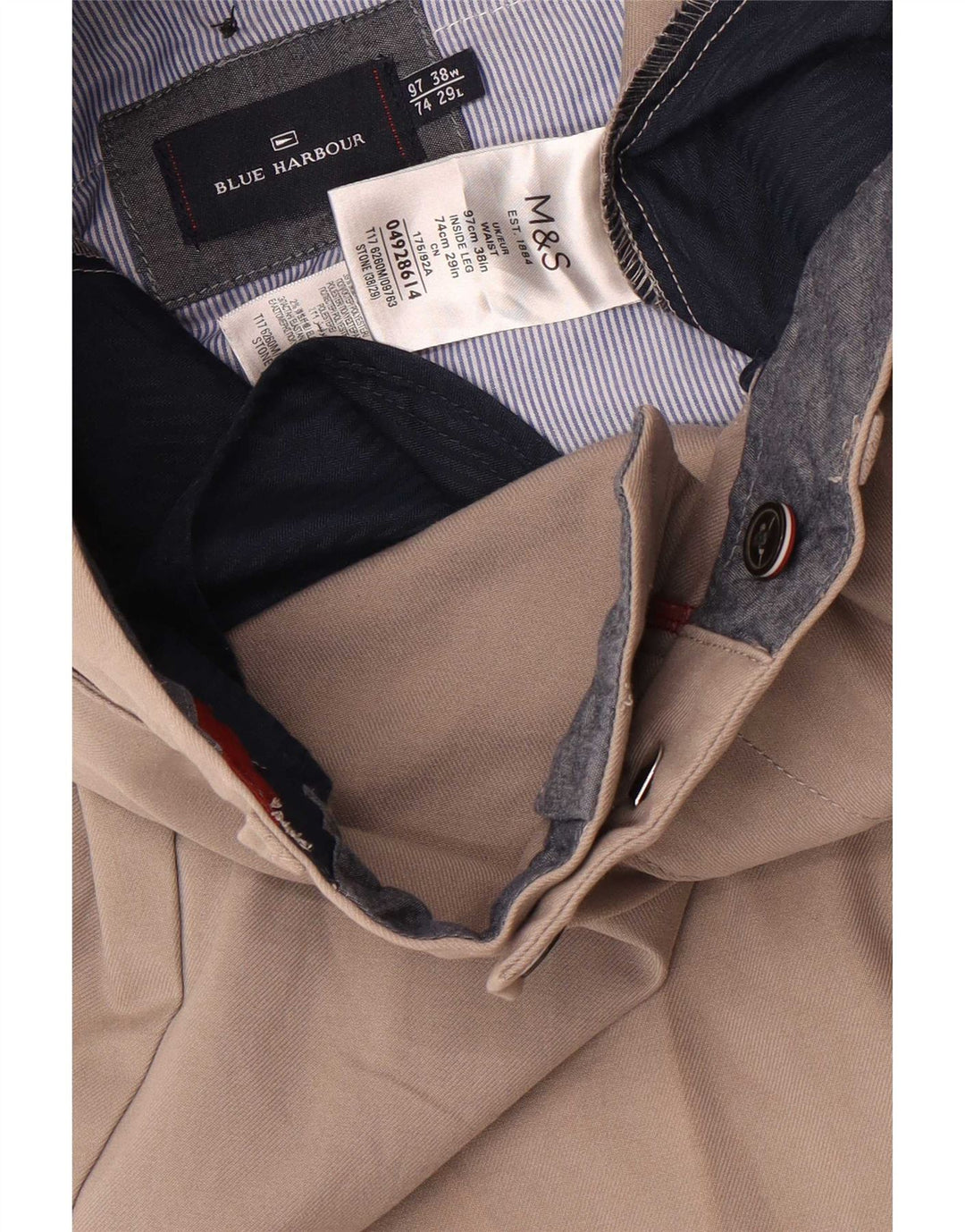 Marks & Spencer Pantalon court Blue Harbour pour homme W38 L25 Gris Coton