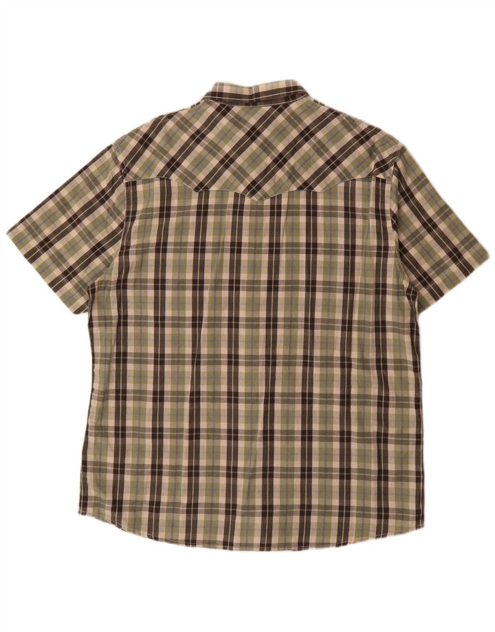 Wrangler Chemise à manches courtes pour homme Coupe classique en coton à carreaux kaki