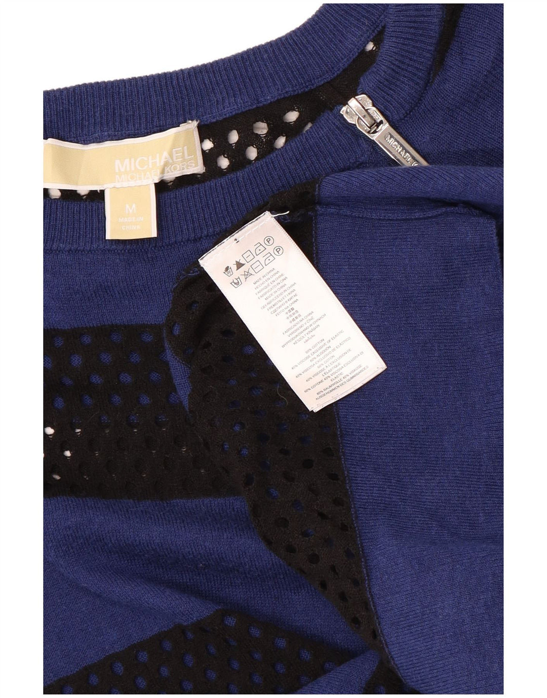 MICHAEL KORS Pull col bateau pour femme UK 12 Bleu moyen rayé