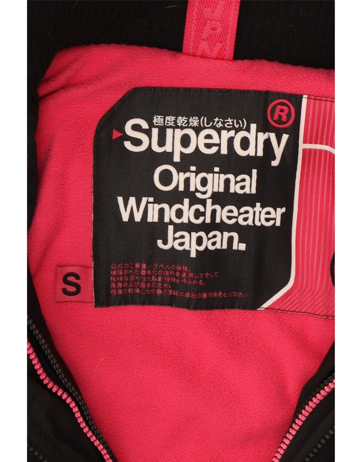 Superdry Veste coupe-vent à capuche pour femme UK 10 Petit nylon noir