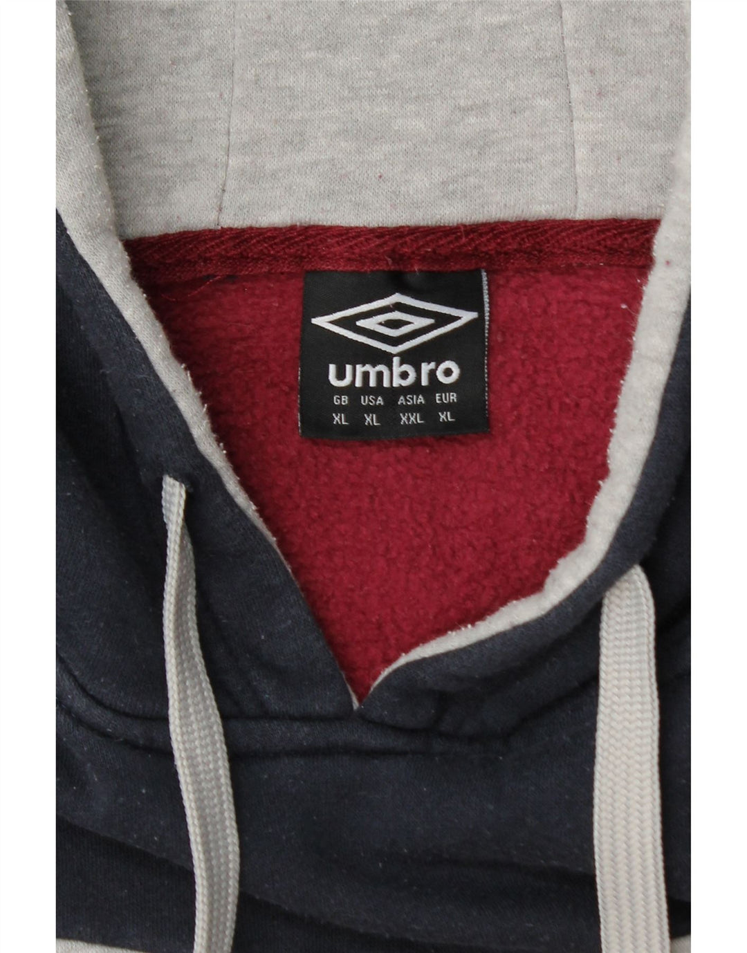 UMBRO Pull à capuche pour homme XL en coton color block bordeaux
