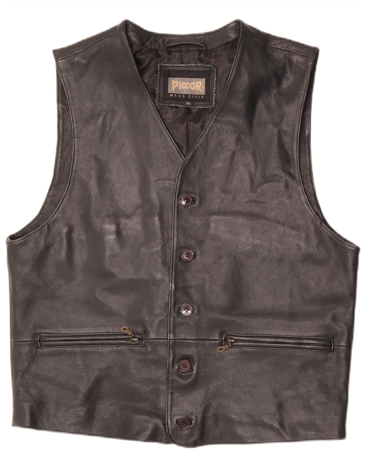 gilet en cuir homme vintage IT 52 Grand cuir noir