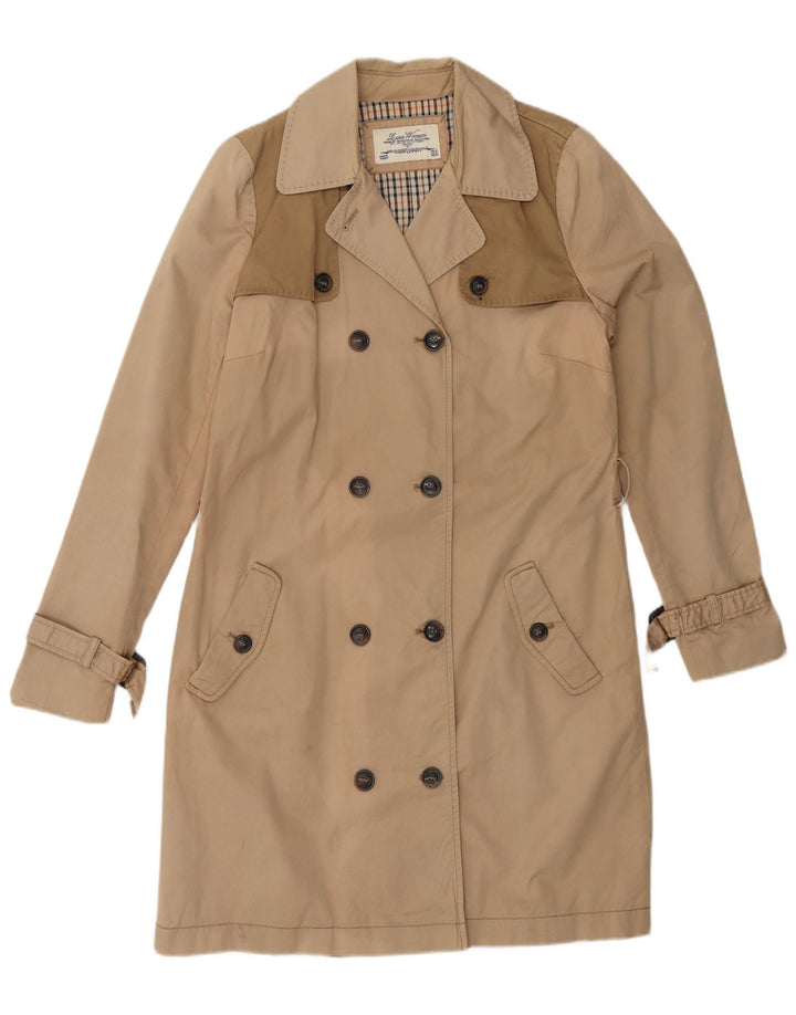ZARA Womens Double Breasted Trench Coat UK 14 Beige Moyen Colorblock