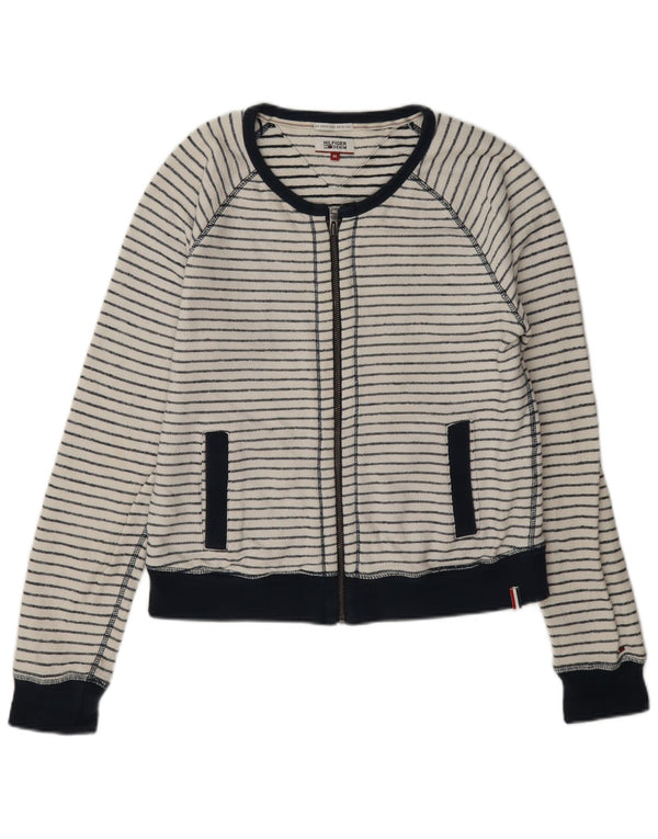 Tommy Hilfiger Veste de survêtement pour femme UK 14 Medium Blanc Rayé
