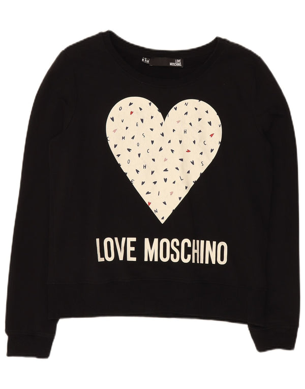 MOSCHINO Sweat-shirt surdimensionné pour femme UK 10 Petit cœur noir