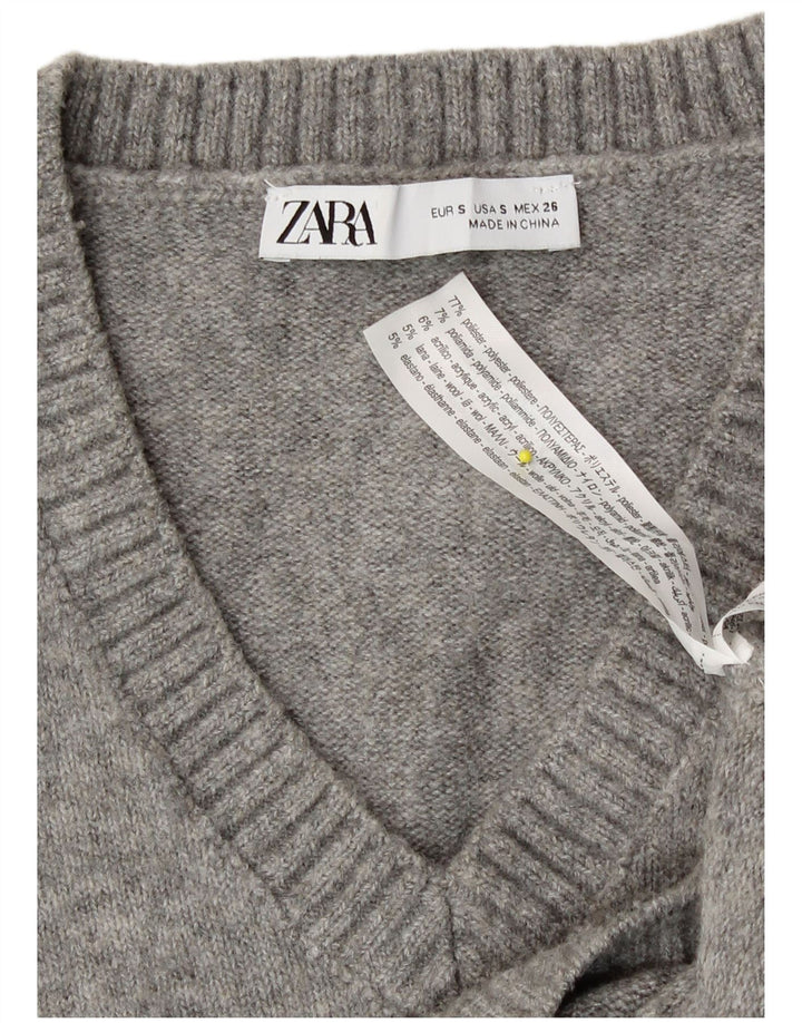 Zara Womens Crop Vest Débardeur UK 10 Petit Gris