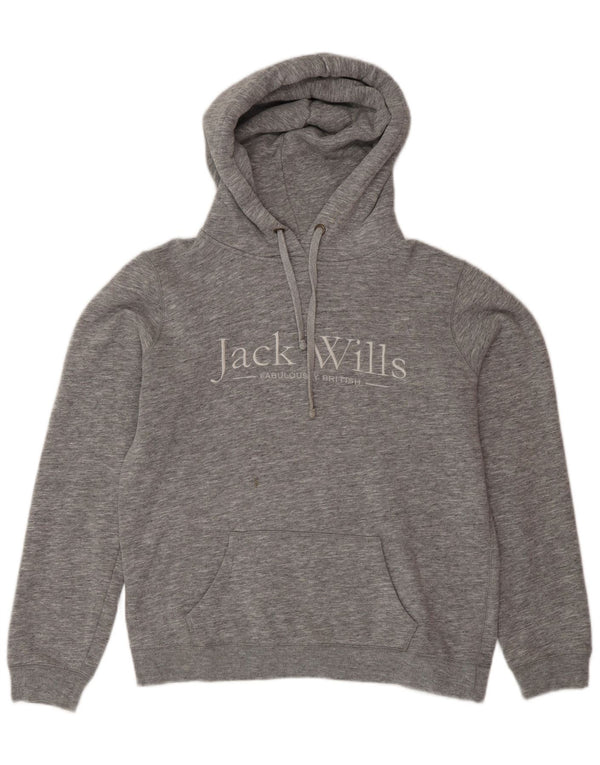 Jack Wills Pull à capuche surdimensionné graphique pour femme UK 12 Gris moyen moucheté